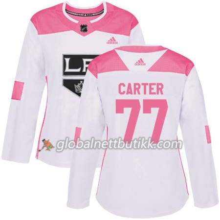 Los Angeles Kings Hockeydrakt Jeff Carter 77 2017-2018 Hvit Rosa Fashion Adidas Authentic - Dame